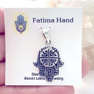 Solid Sterling Hamsa Hand Pendant